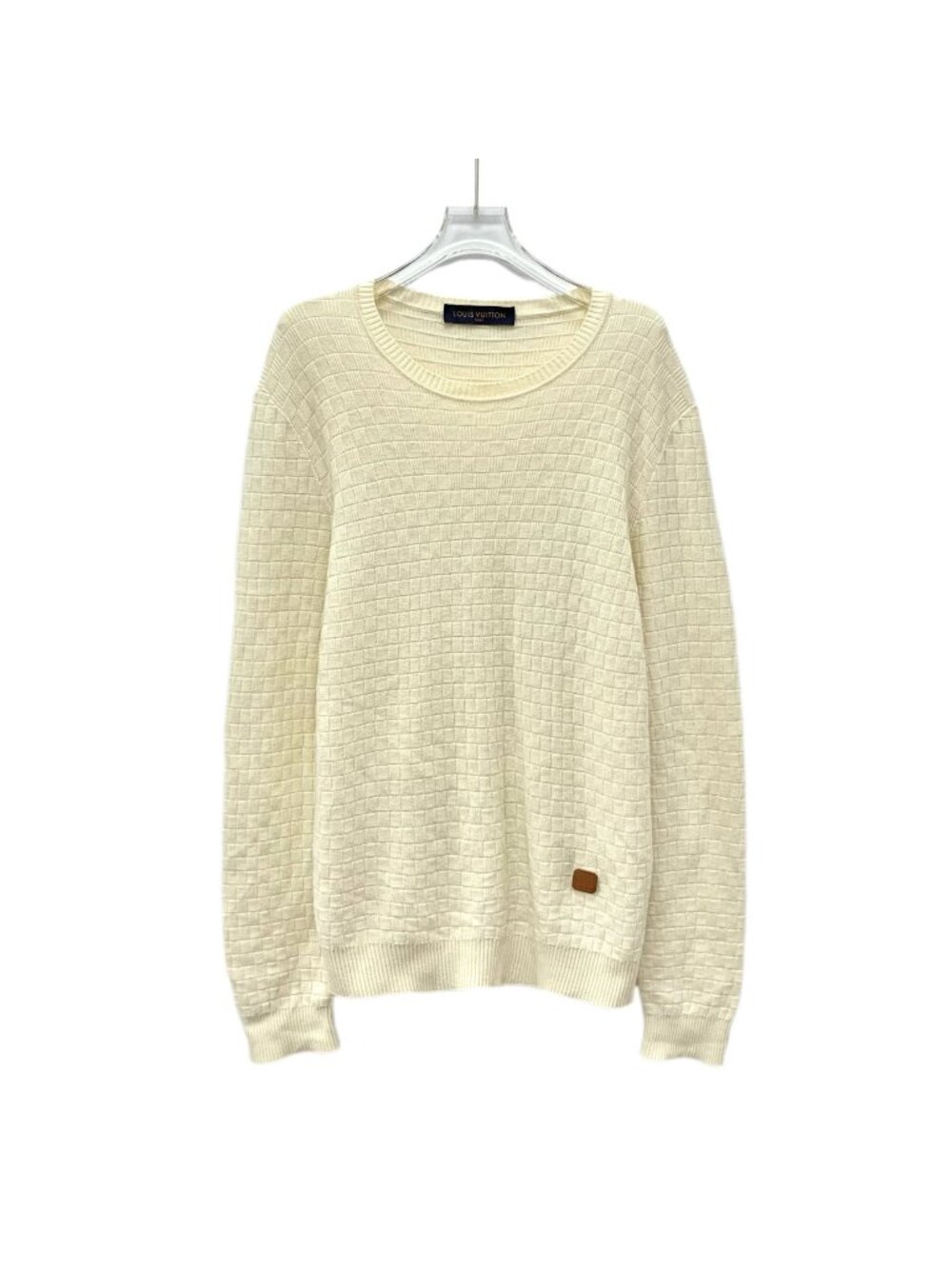 Louis Vuitton Beige Damier Check Leather Patch Knit Sweater